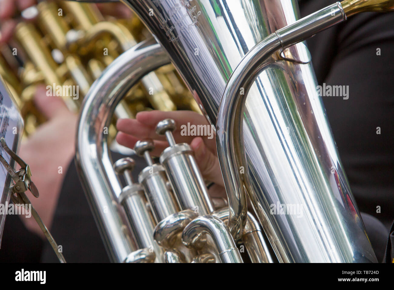 Brass bands taking part at the Saddleworth Whit Friday brass band