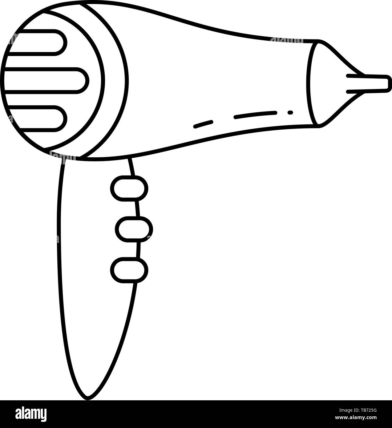 Line art hairdryer with concentrator nozzle Stock Vector