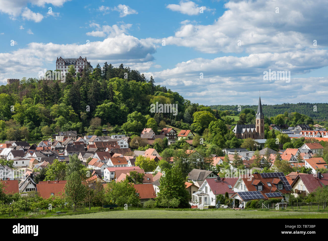View of Lichtenberg castle, Fischbachtal, Odenwald, Hesse, Germany Stock Photo