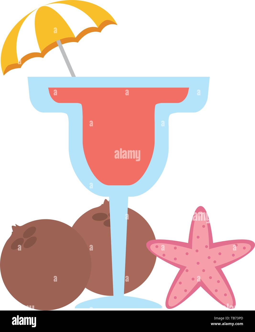 cocktail with umbrella coconuts starfish Stock Vector Image & Art - Alamy
