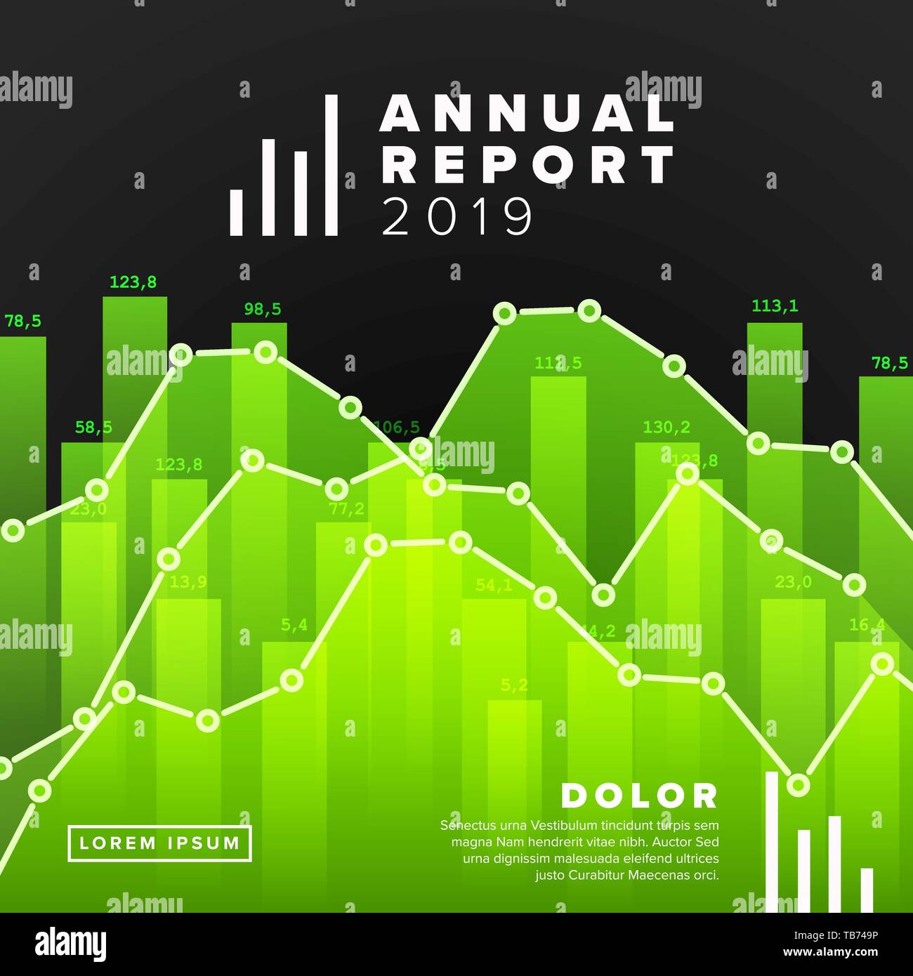 Vector abstract annual report cover template with sample abstract ...