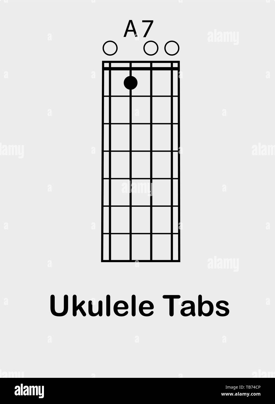 Ukulele tabulator with A 7 chord, vector illustration Stock Vector Image &  Art - Alamy