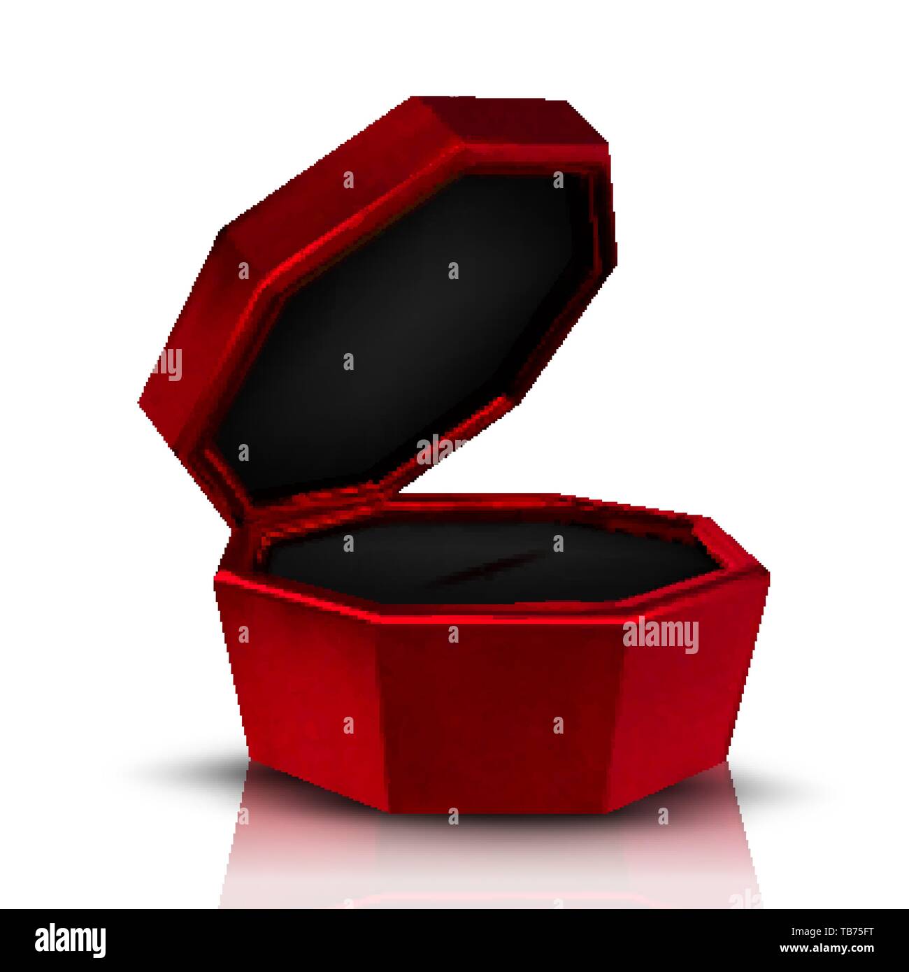 Closeup Empty Red Velvet Opened Jewelry Box Vector Stock Vector