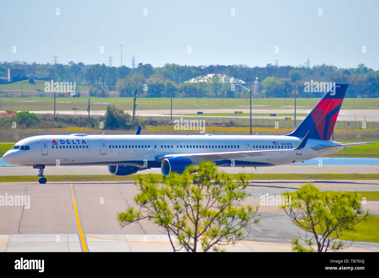 Orlando, Florida. March 01, 2019. Delta Airlines aircraft on runway