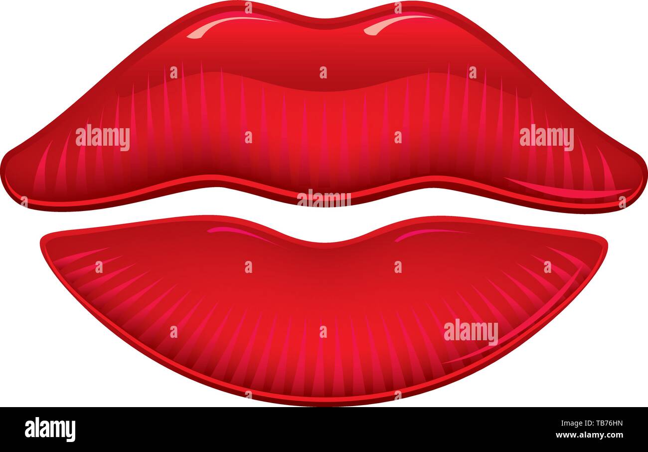 Vector illustration. Smiling glossy lips. Geometric shape of a woman
