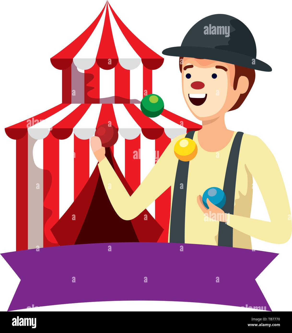 circus clown juggling balls with tent Stock Vector Image & Art Alamy