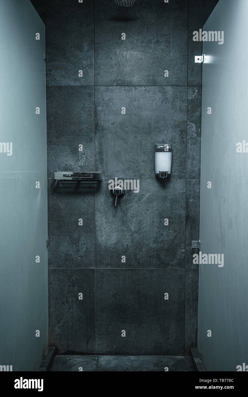 Modern Interior Of A Shower Room In Fitness Center Gym Stock