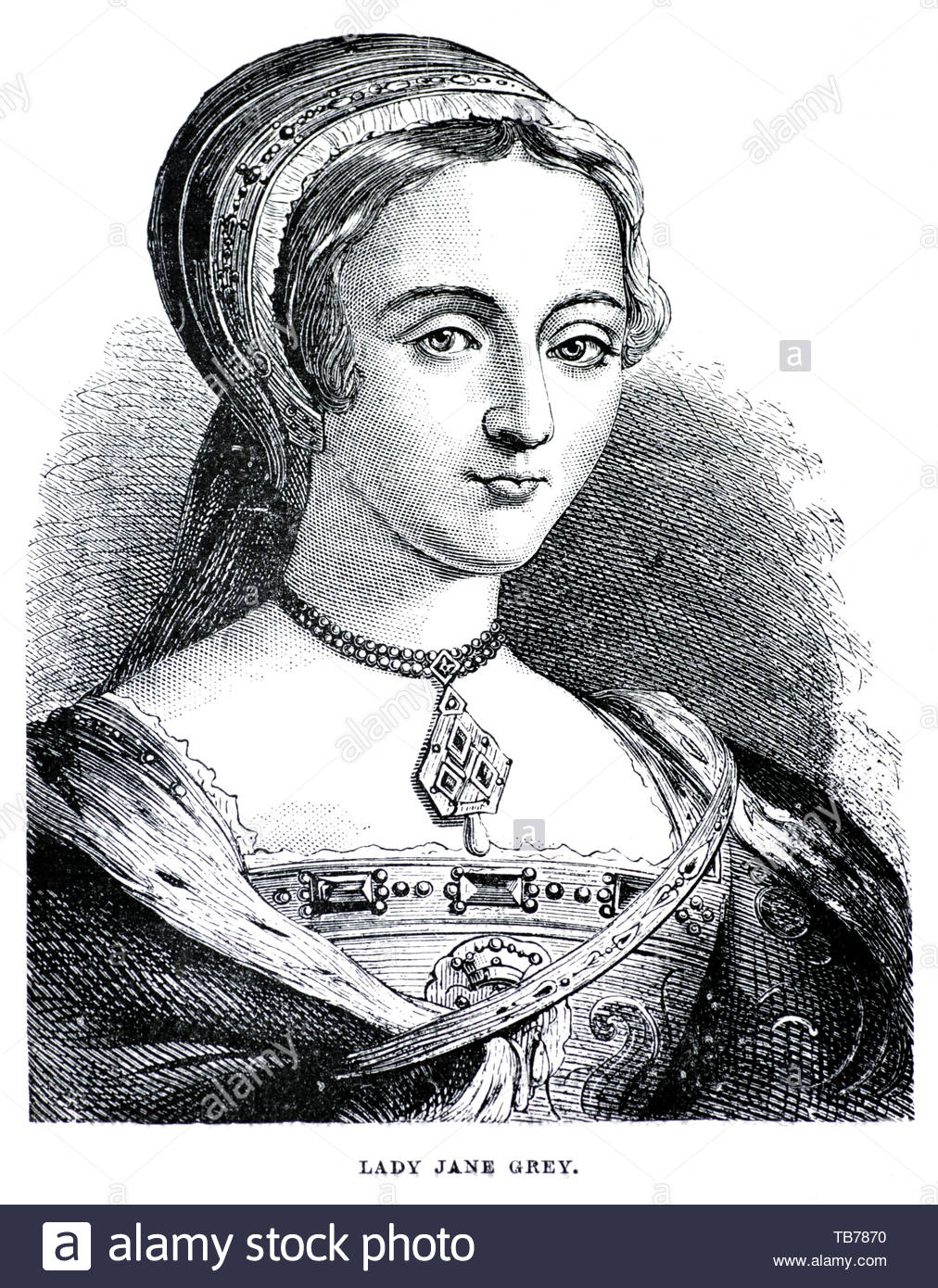 Lady Jane Grey portrait, 1537 – 1554, was the disputed Queen of England and Ireland from 10th July until 19th July 1553 Stock Photo