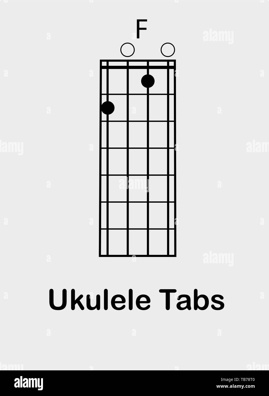 Ukulele tabulator with F major chord, vector illustration Stock Vector  Image & Art - Alamy