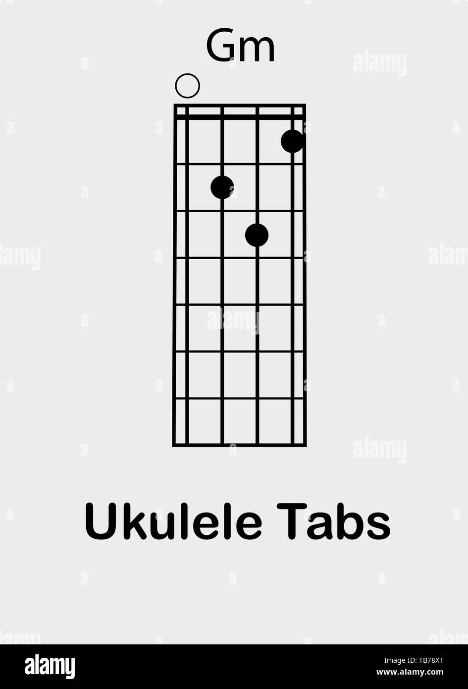 Ukulele tabulator with G chord, vector illustration Stock Image & Art - Alamy