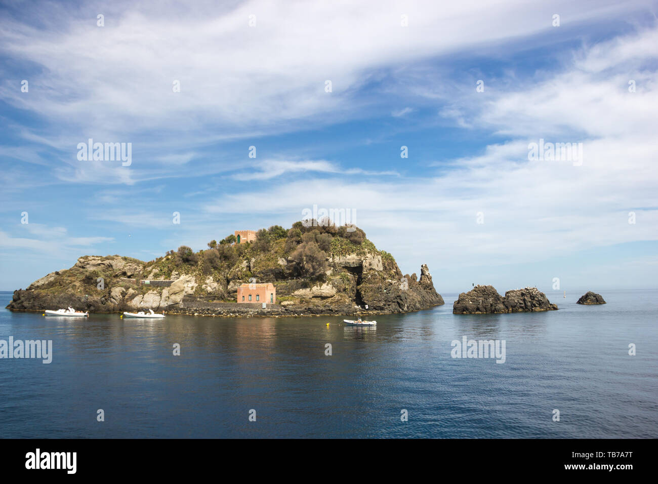 Aci Trezza Sicily famous big cyclopean island in the beautiful sea
