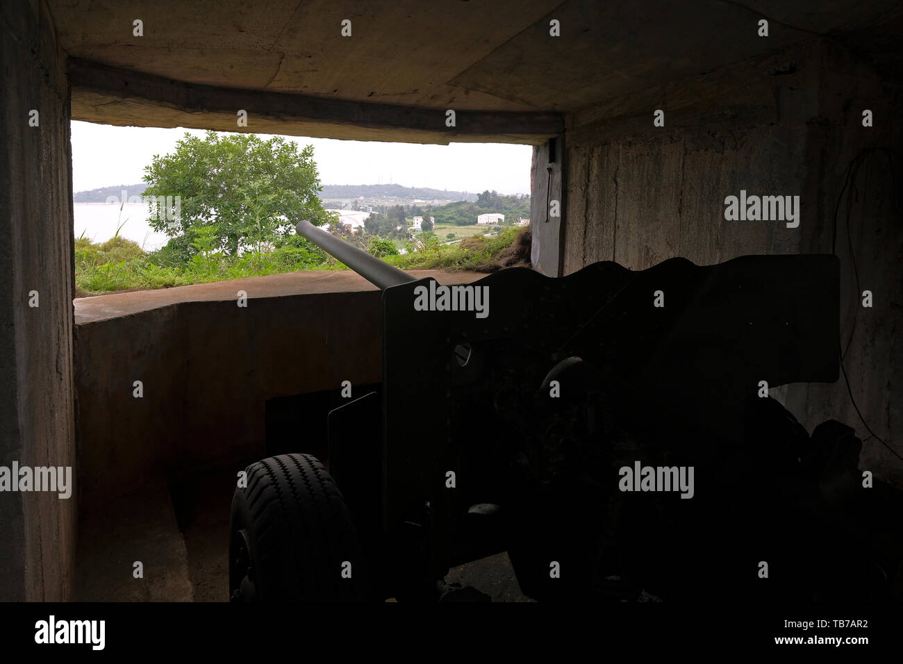 An Old Cannon In A Deserted Military Bunker In Luocuo Mazu Park In