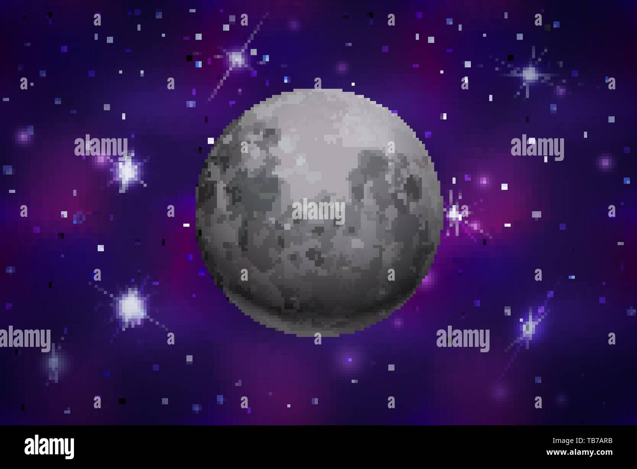 Bright Realistic Moon On Colorful Deep Space Background With Bright Stars And Constellations Stock Vector Image Art Alamy