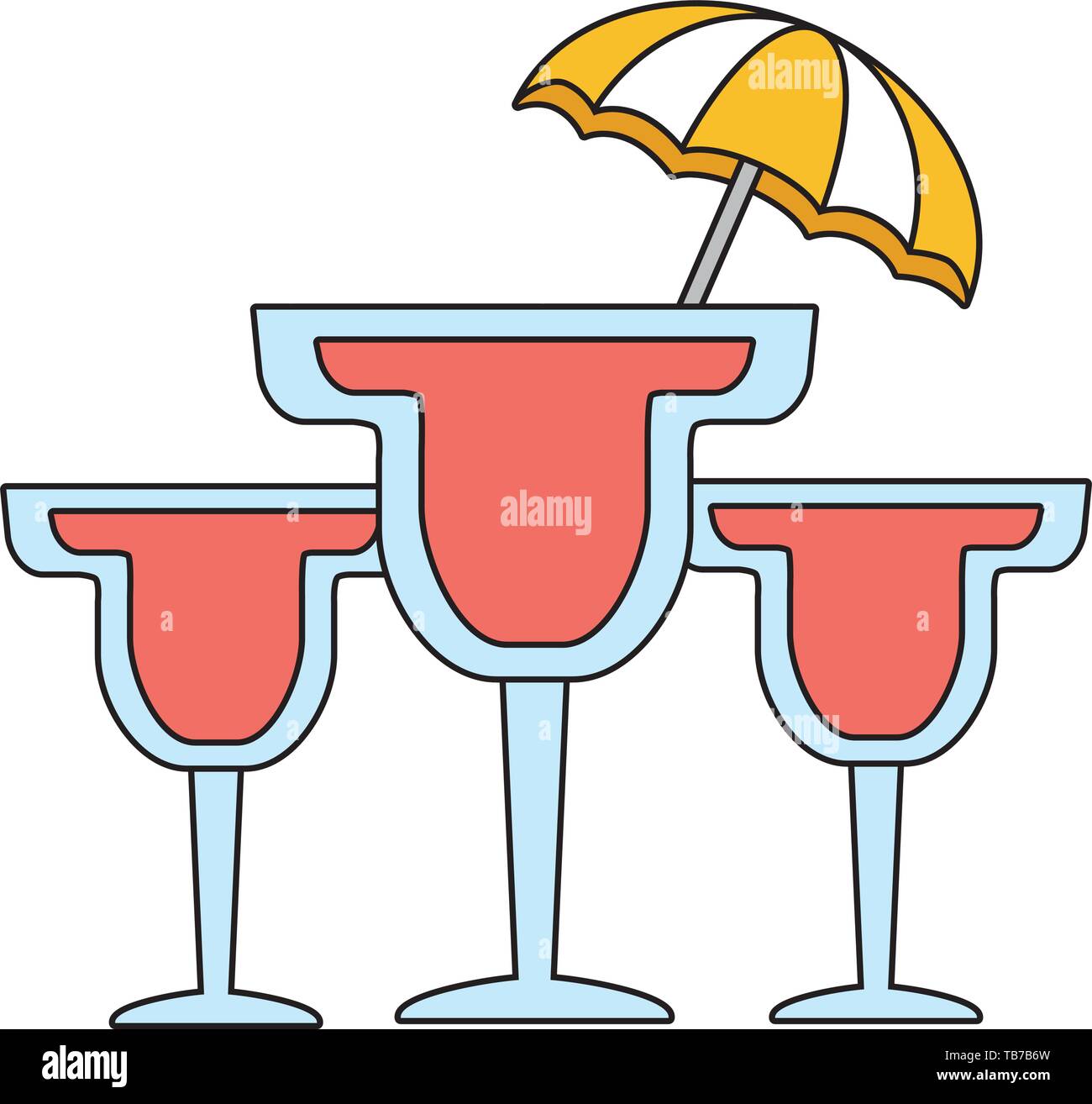 three cocktails drink umbrella beverage Stock Vector