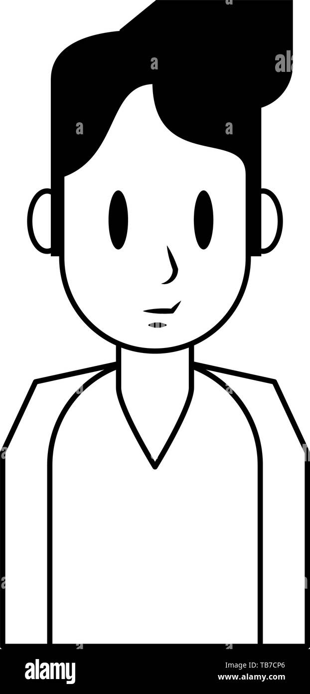 Young man smiling profile cartoon in black and white Stock Vector Image ...