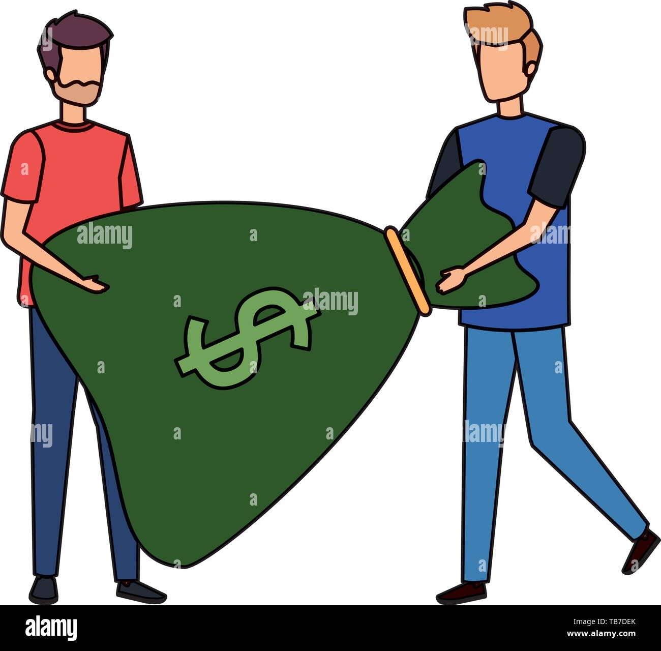 young men lifting money bag characters Stock Vector Image & Art - Alamy