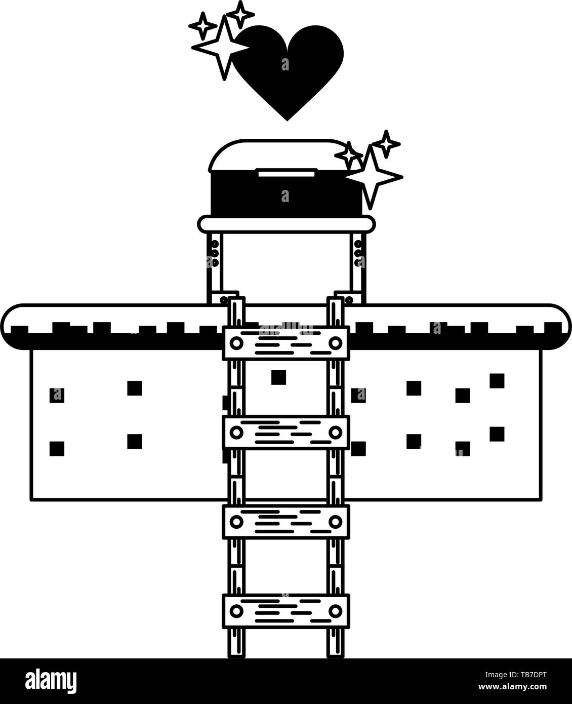 Videogame characters and elements cartoons in black and white Stock ...