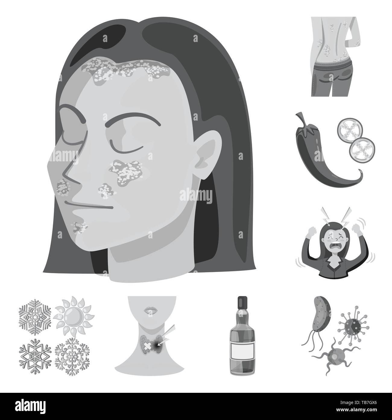 psoriasis,pepper,stress,snowflake,endocrine,bottle,bacteria,skin,chili