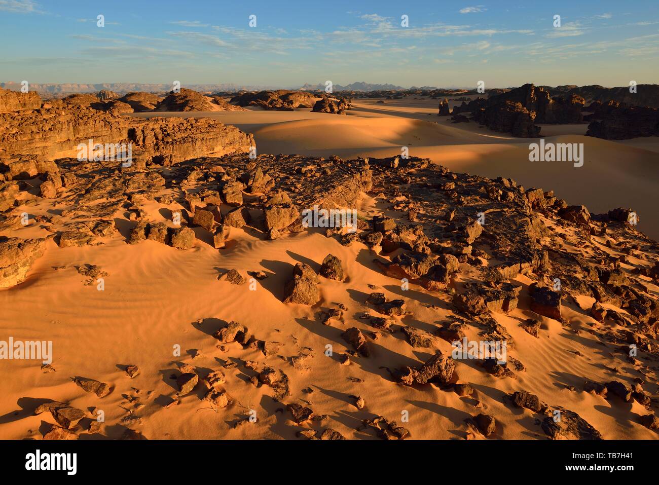 View over Timghas, Timras, Tassili n'Ajjer National Park, Sahara, Algeria Stock Photo