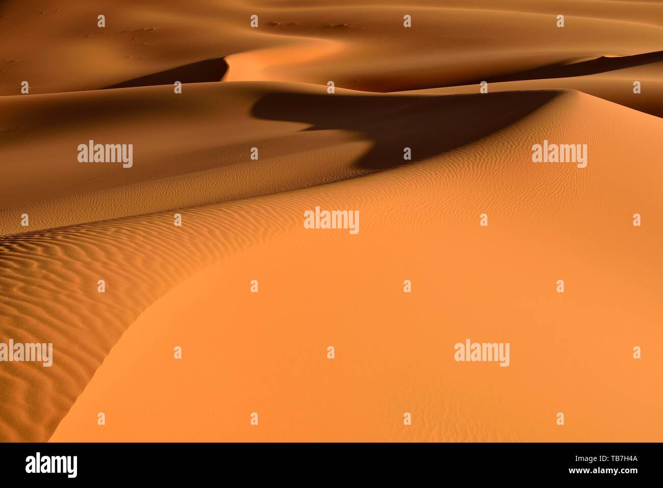 Sandunes of Moul Naga, Tadrart, Tassili n'Ajjer National Park, Sahara, Algeria Stock Photo