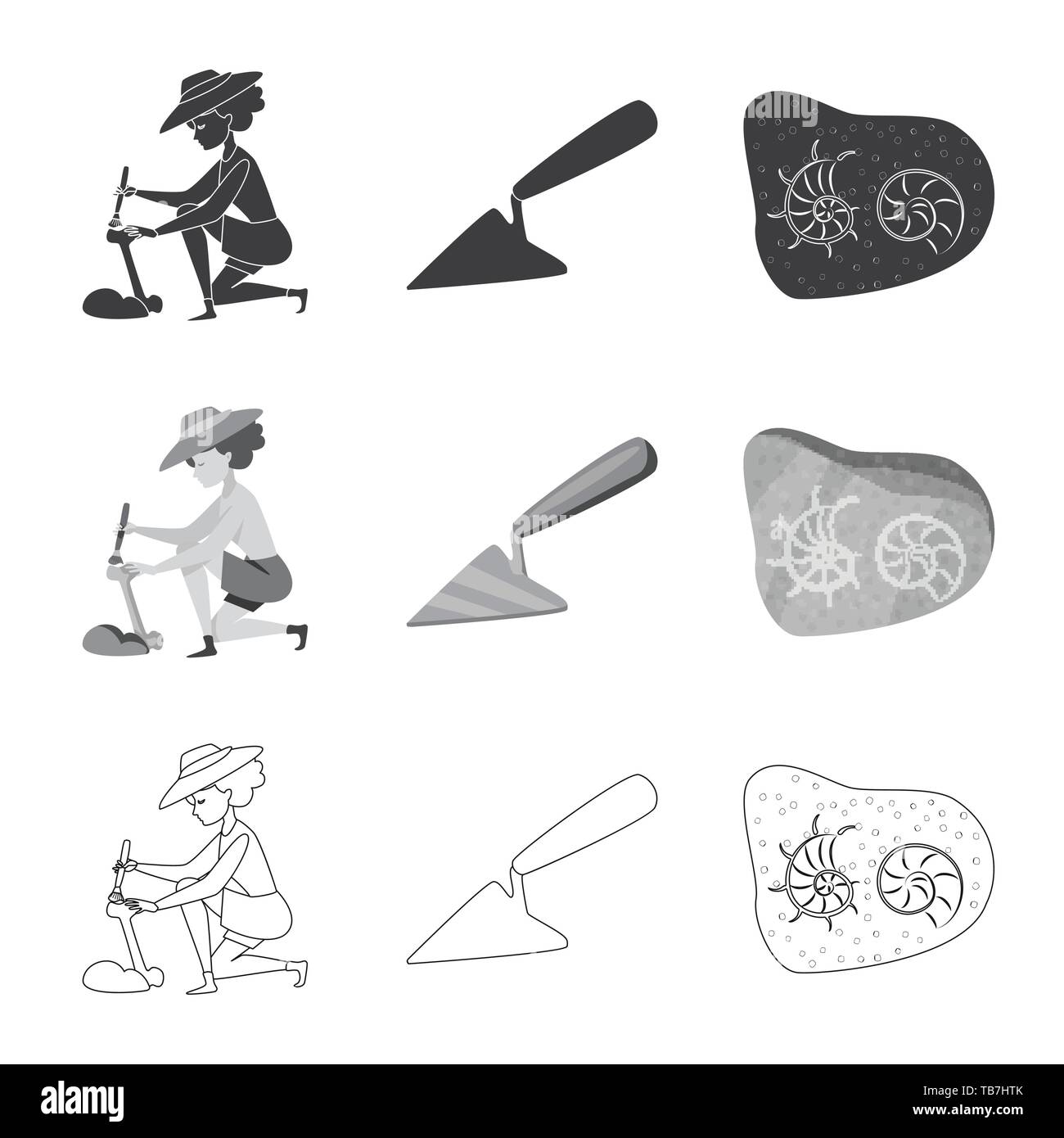 archaeologist,tool,rock,girl,trowel,black,ground,dig,figure,pit,repair ...