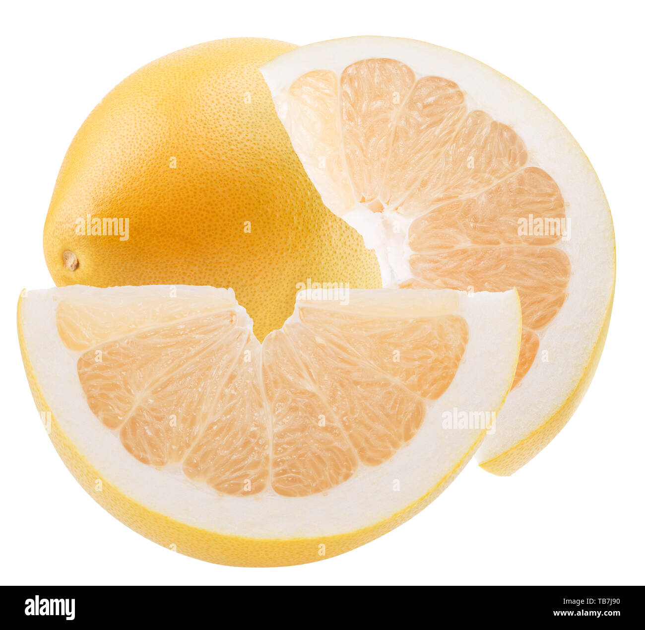 pomelo with slices isolated on a white background. Stock Photo
