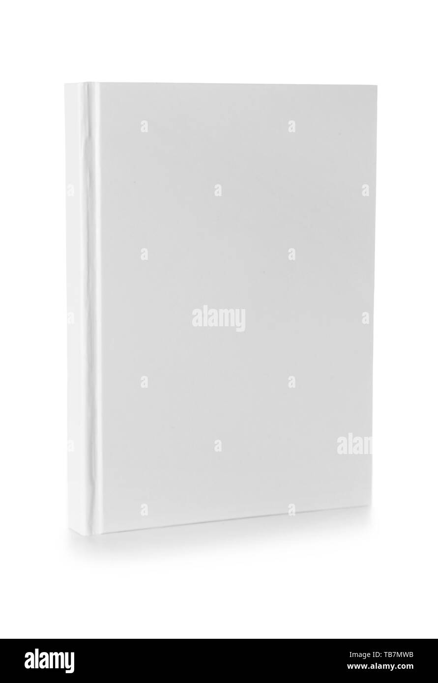 Book with blank cover on white background Stock Photo - Alamy