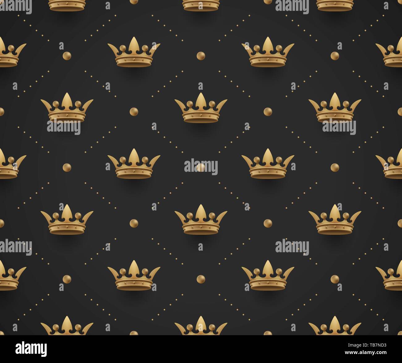 Seamless gold pattern with king crowns on a dark black background Vector  Illustration Stock Vector Image  Art  Alamy