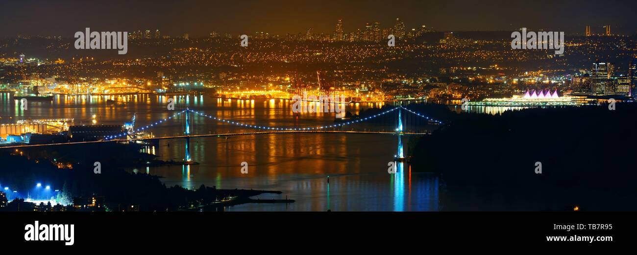 Vancouver night panoramic lions gate hi-res stock photography and ...