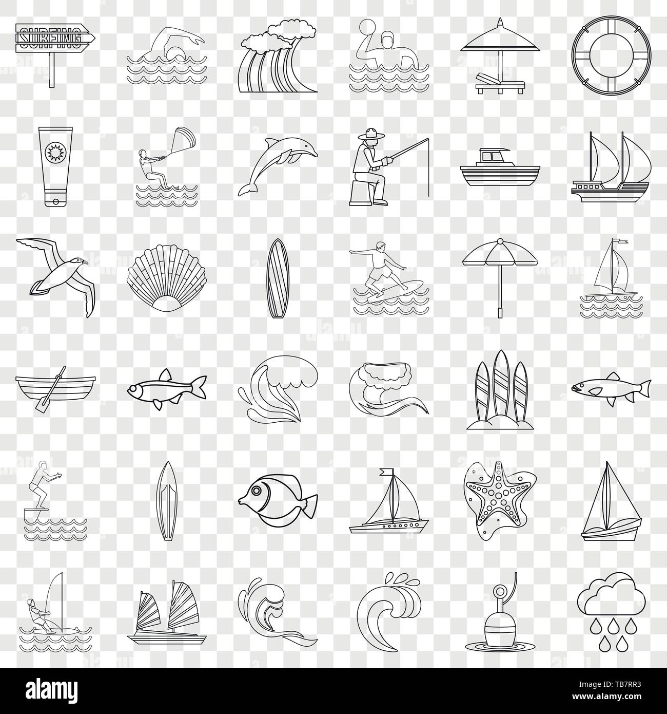 Sea animal icons set, outline style Stock Vector Image & Art - Alamy