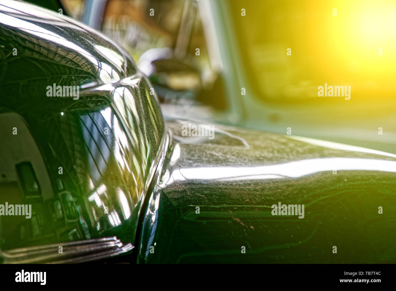 Polished Car Body With Light Reflection Sunny Bunny On Old Vintage Car Business Consept Stock Photo Alamy
