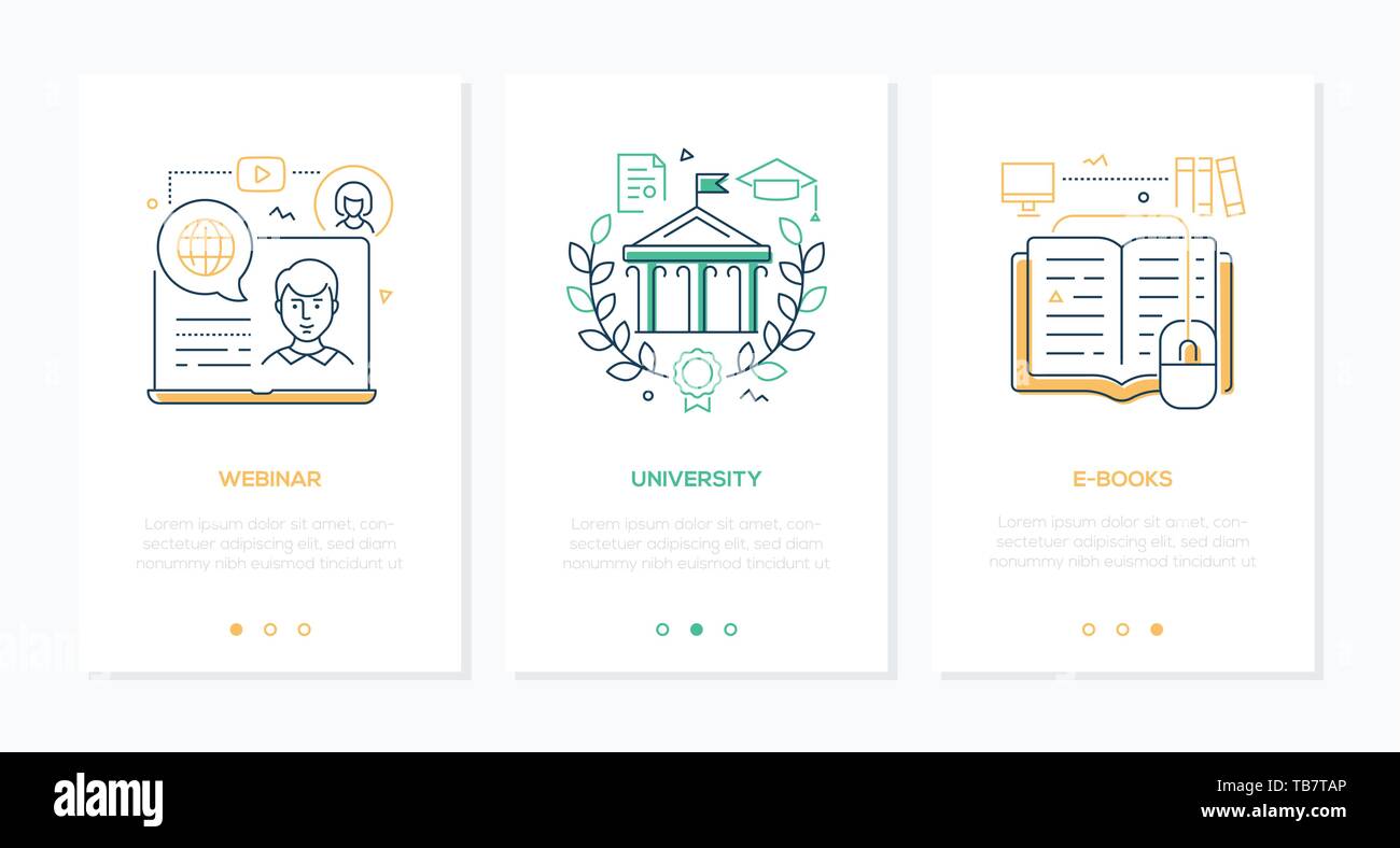 Online education - set of line design style vertical web banners Stock ...