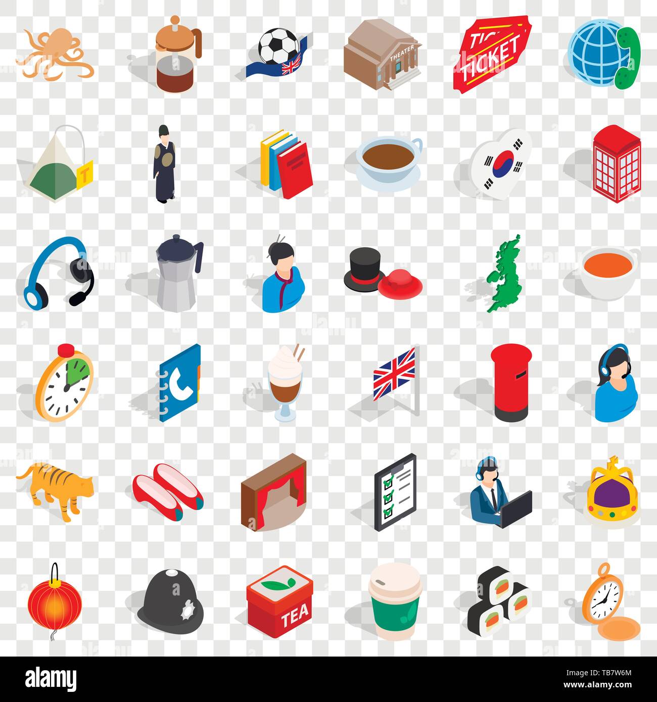 Press icons set, isometric style Stock Vector