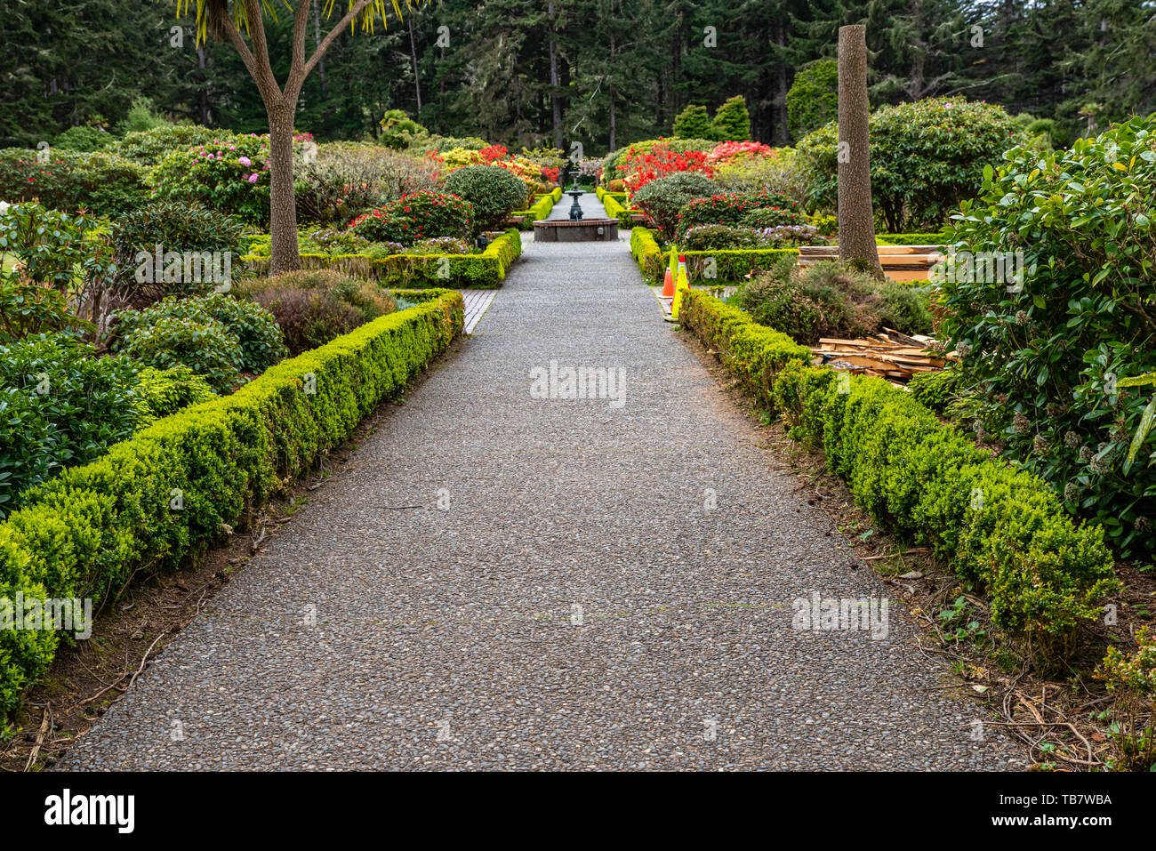 Walkway through the formal gardens at Shore Acres State Park, Coos Bay
