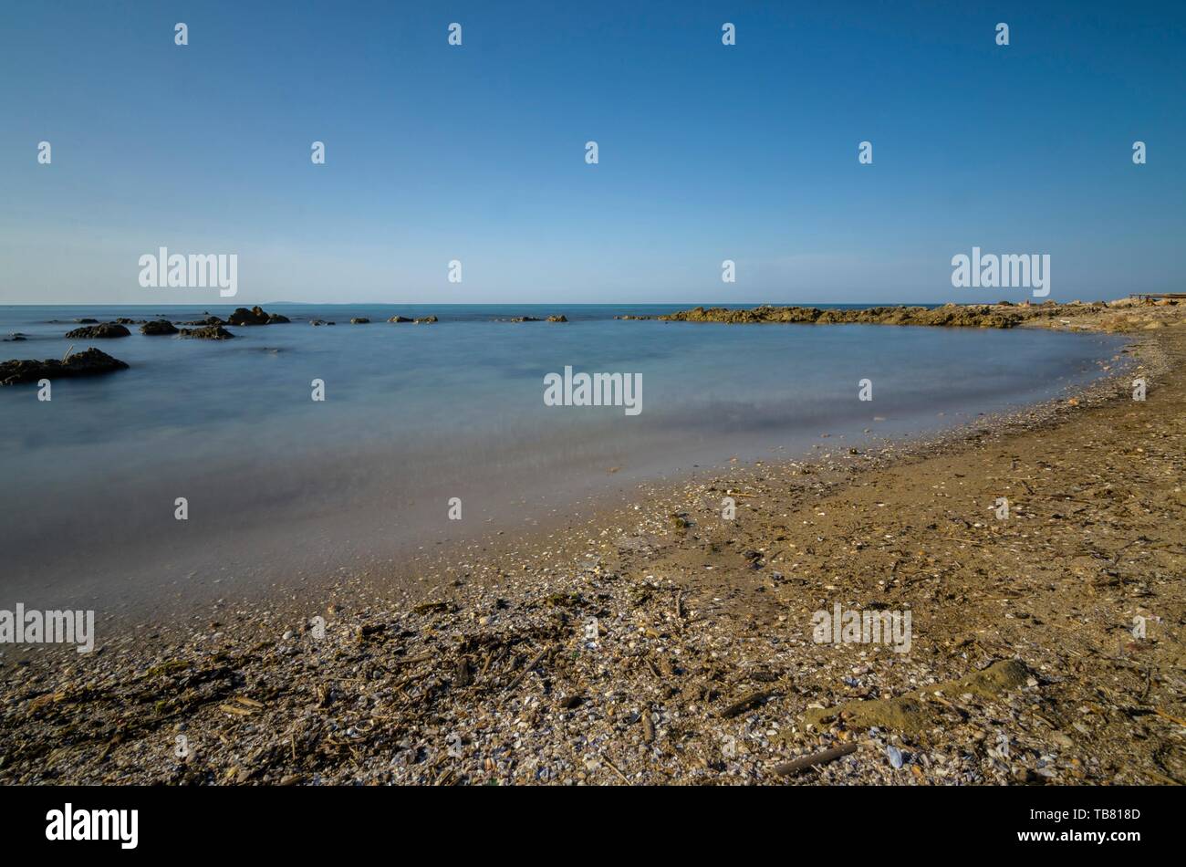 Sea landscape with rocks emerging from the sea Stock Photo - Alamy