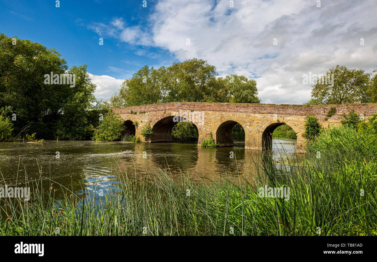 The 15th century Pershore Old bridge over the river Avon, Worcestershire, England Stock Photo