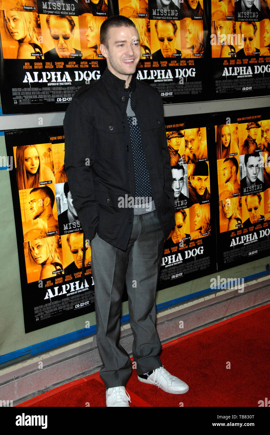 LOS ANGELES, CA. January 03, 2007: JUSTIN TIMBERLAKE at the world premiere of his new movie "Alpha Dog" at the Arclight Theatre, Hollywood. Stock Photo