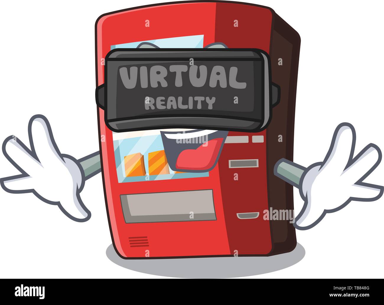 Virtual reality vending machine next to character door Stock Vector