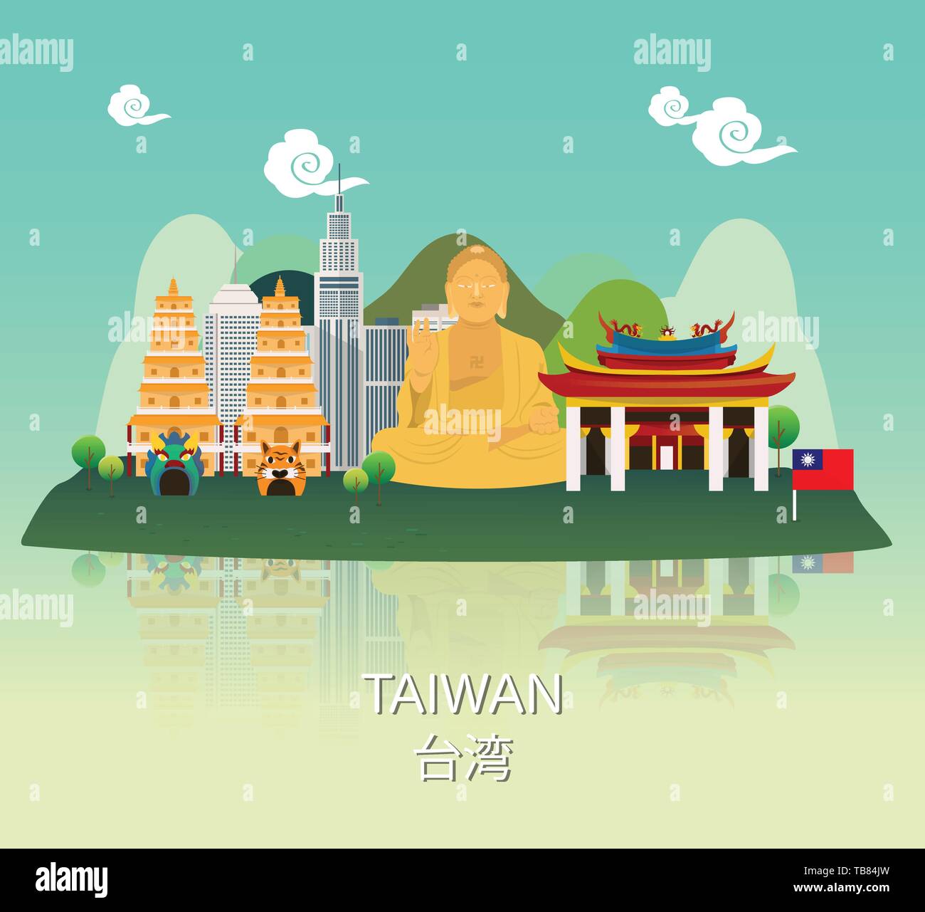 Traveling to Taiwan with landmark of infographic Stock Vector