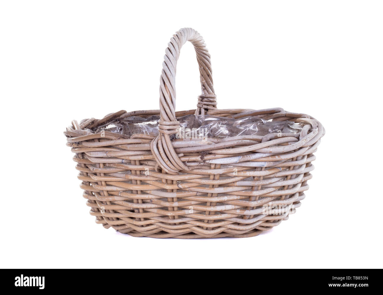 Handmade basket isolated on a white background Stock Photo