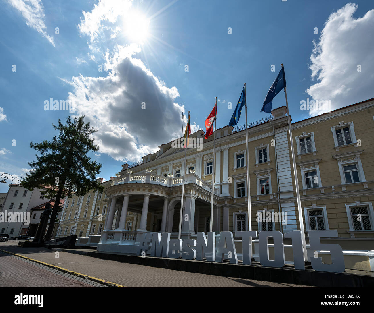 Vilnius, Lithuania. May 2019.  A view of the facade of  the Ministry of National Defence of Lithuania building Stock Photo
