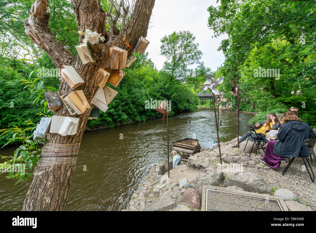 Vilnius, Lithuania. May 2019.  a view of the characteristic ateliers and artists' workshops in the Uzupis district Stock Photo