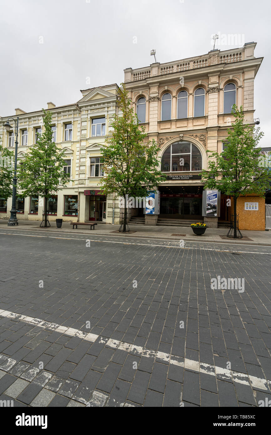 Vilnius, Lithuania. May 2019.  A view of the Lithuanian National Drama Theatre building in the center city Stock Photo