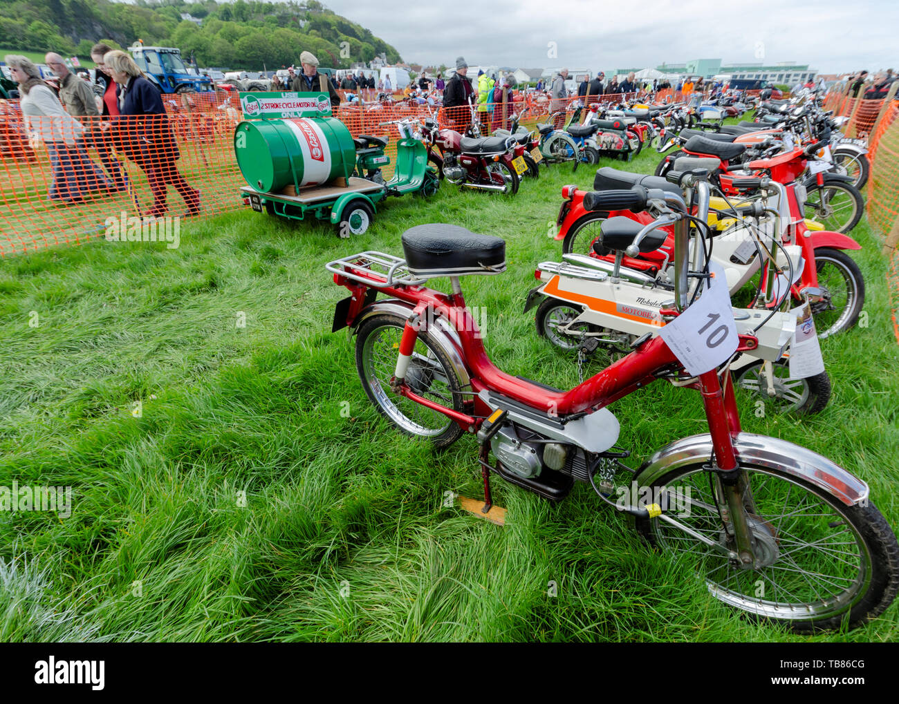 Llandudno, UK - May 5, 2019: The Llandudno Transport Festival 2019 saw a large turnout of vintage and retro motor bikes. Llantransfest is held alongsi Stock Photo