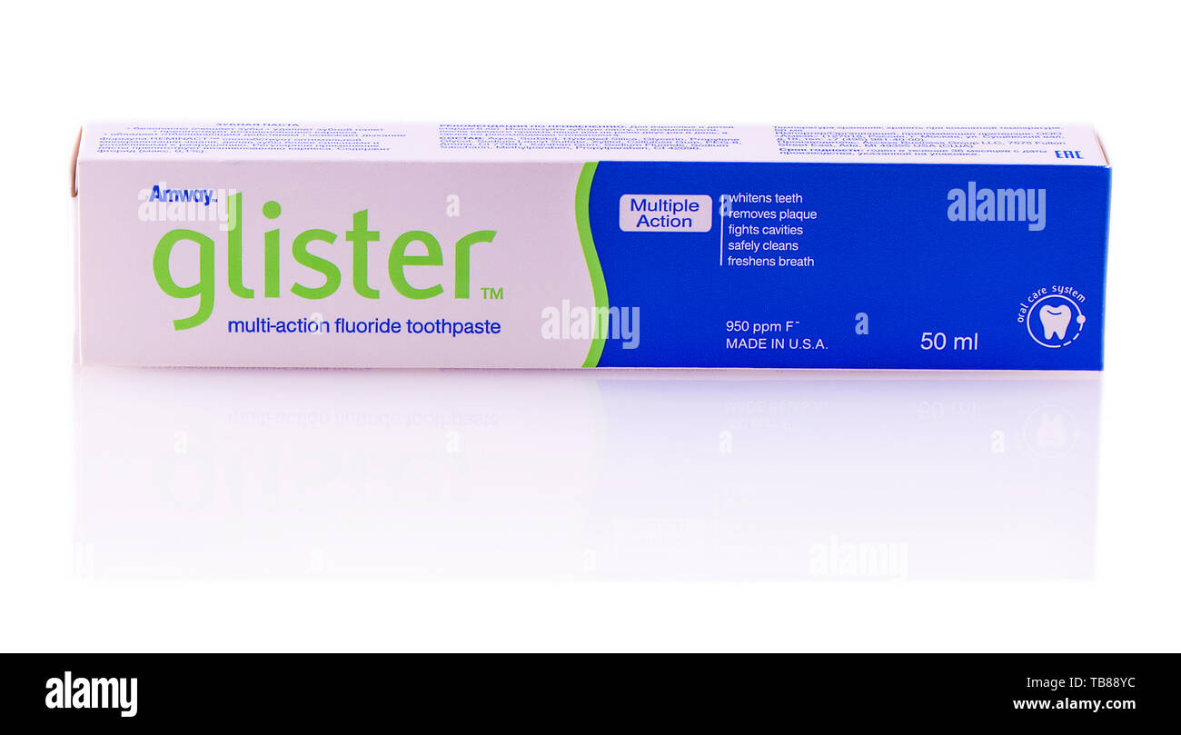 Chisinau, Moldova 12 - January 2017:: Glister toothpaste box on the white background. Stock Photo