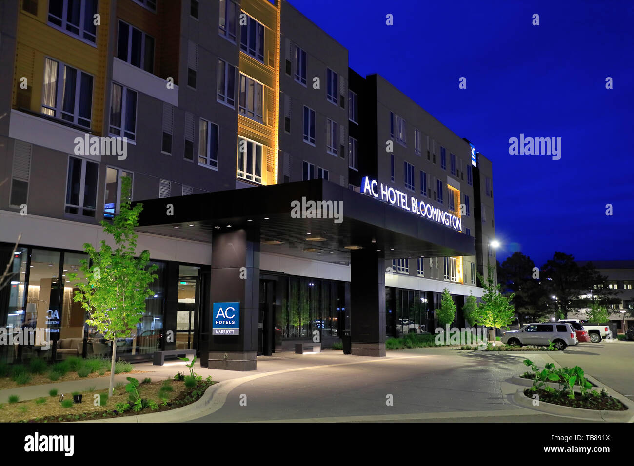 Night view of AC Hotel Bloomington by Marriott Mall of America.Bloomington.Minnesota.USA Stock Photo