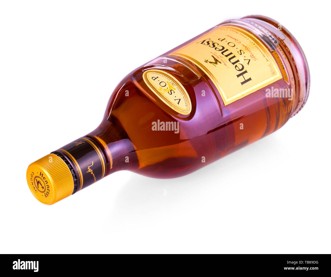 CHISINAU, MOLDOVA - AUGUST 17, 2017: Bottle of Cognac Hennessy isolated ...