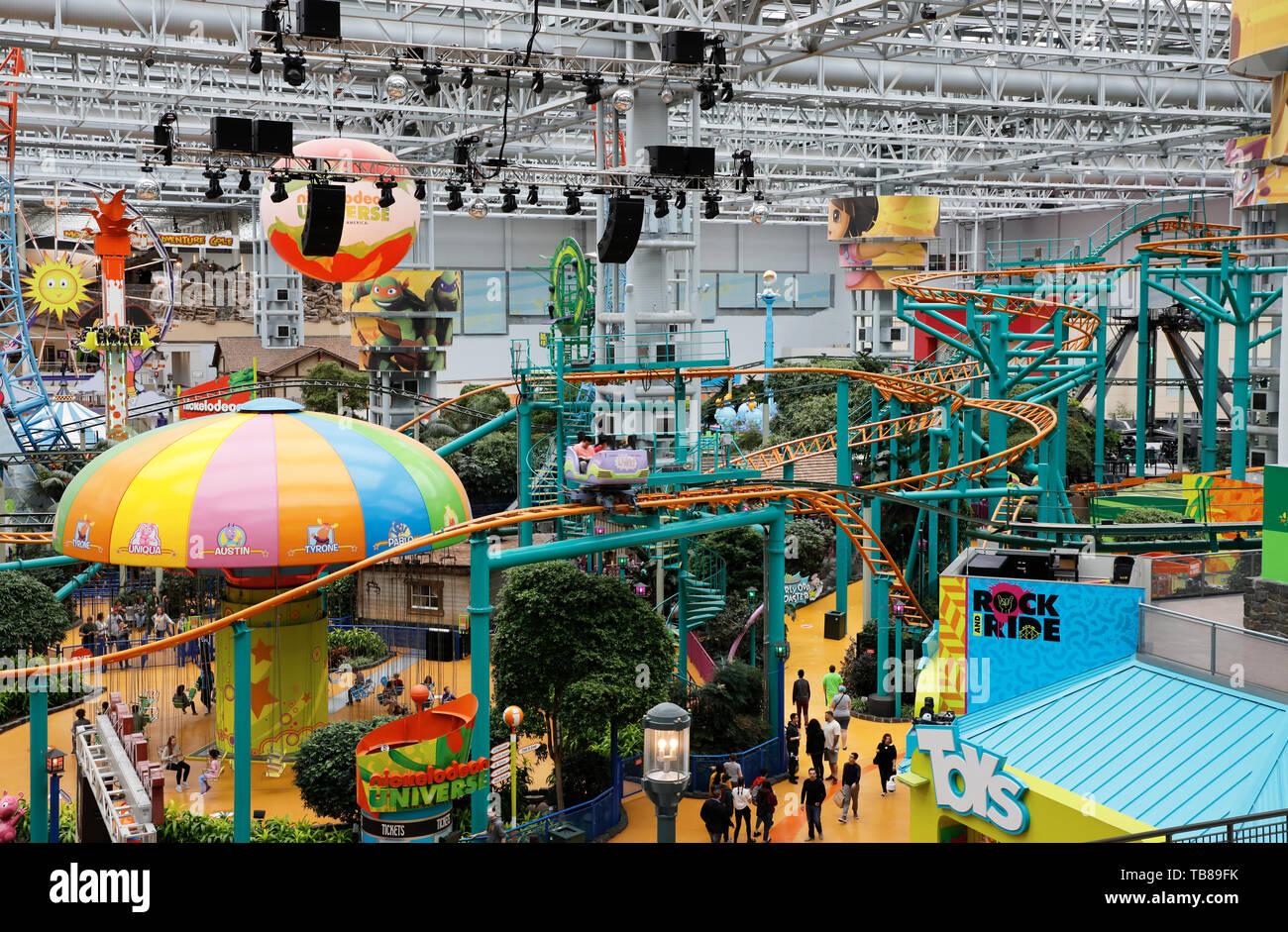 Nickelodeon Universe theme park inside of Mall of America.Bloomington.Minnesota.USA Stock Photo