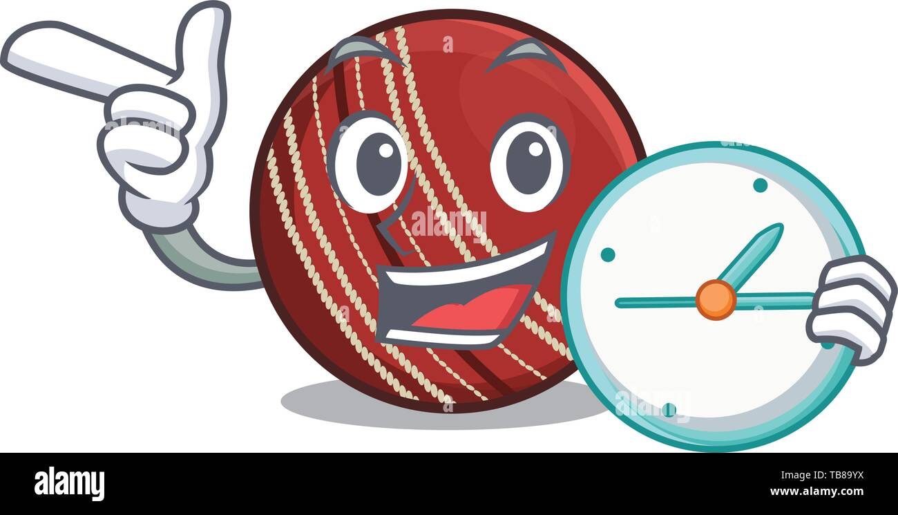 With clock cricket ball isolated in the cartoon Stock Vector Image