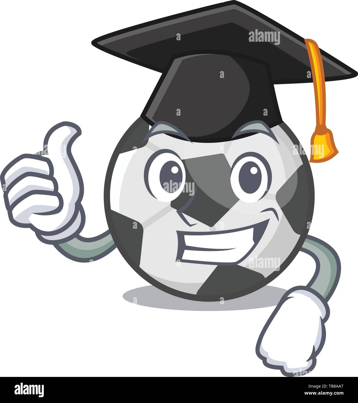 Graduation soccer ball isolated with the mascot Stock Vector Image